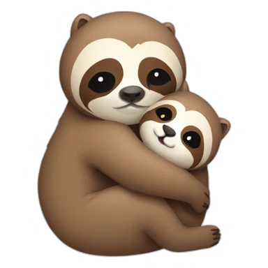 sloth hugging a cat sticker