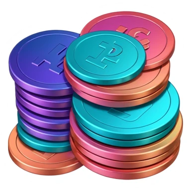Many Coins pack stack
in gradient of turquoise, blue, pink, purple, and coral
 sticker