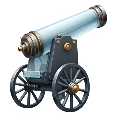 a cannon made of glass, transparent, fragile sticker