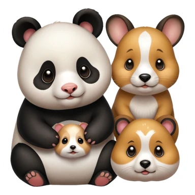 A panda, hamster and a puppy in one frame sticker
