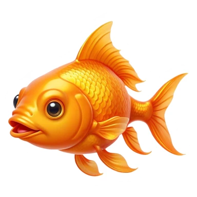 Cinematic Comical Orange Goldfish Portrait Emoji, Head tilted dramatically with an exaggeratedly amused expression, featuring a striking, glossy orange body with lively, fluttering fins, wide, expressive golden eyes filled with playful disbelief, Simplified yet hilariously expressive features, highly detailed, glowing with a slightly sassy glow, high shine, dramatic yet playful, stylized with an air of cheeky mischief, bright and endearing, soft glowing outline, capturing the essence of a spirited and over-the-top goldfish, so meme-worthy it feels like it could side-eye its way into internet fame instantly! sticker