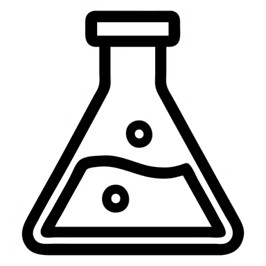 single triangular lab flask with liquid inside, minimal outline style, no text, transparent background sticker