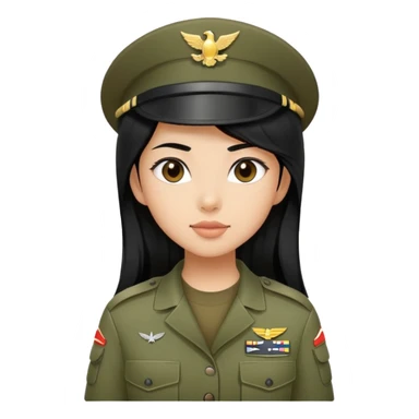 Asian girl with long black hair in the military sticker