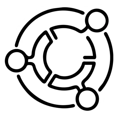 Ubuntu logo, outlined icon style, clean lines, minimal, tech branding sticker