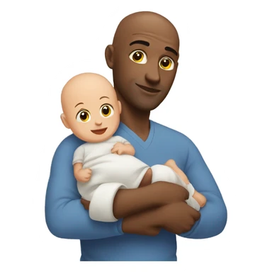 bald man with baby in his arms sticker