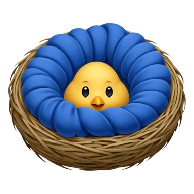 Nest made with blue velvet fabric sticker