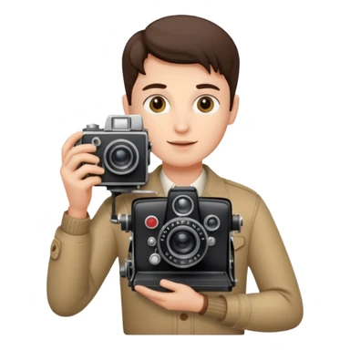 Photographer with vintage film camera,single camera sticker