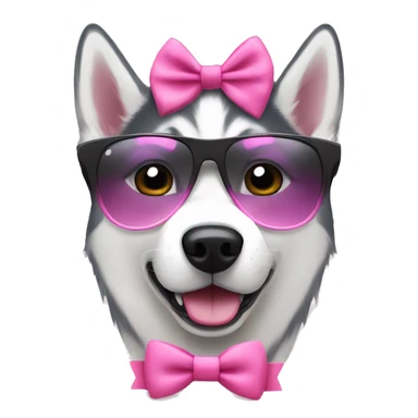 Siberian Husky with sunglasses and a pink bow on its head sticker