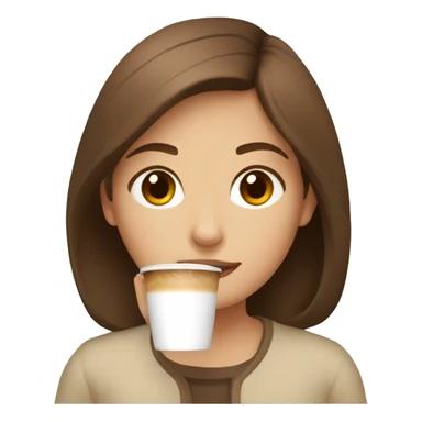a girl with brown hair and brown eyes who drinks a latte  sticker