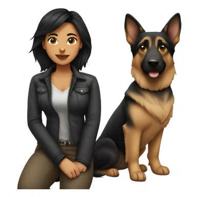 woman with black hair with german shepherd  sticker