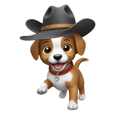 puppy with cowboy hat dancing sticker