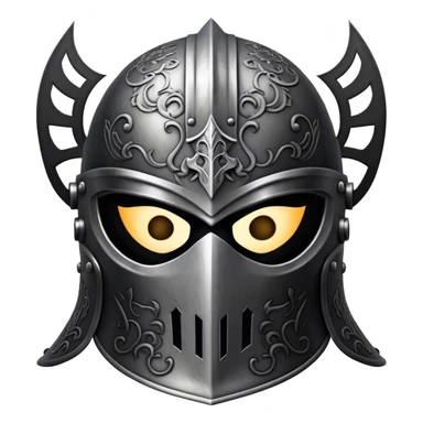 A masked knight with intricate black engravings on his steel helmet, eyes glowing with fury sticker
