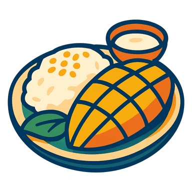 mango sticky rice, stylized, vibrant, no text sticker