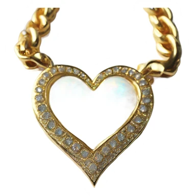 Gold heart chain collar with opal rhinestones sticker