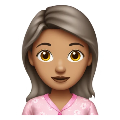 brunette girl with medium skin tone in pink silk pyjamas sticker