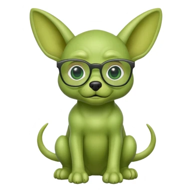 green alien dog with folded ears, wearing glassess sticker