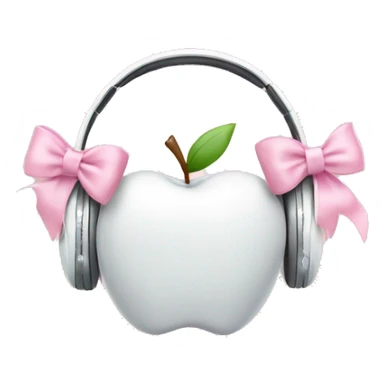 White apple headphones with light pink bows sticker