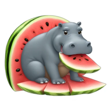 Hippopotamus eating watermelon sticker