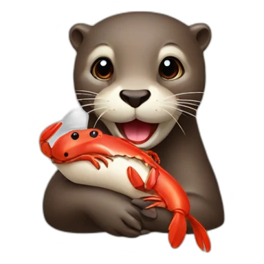 Otter with a red crab  sticker