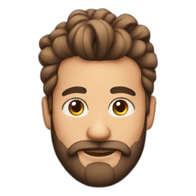 man a bun hairstyle and a beard at a laptop sticker