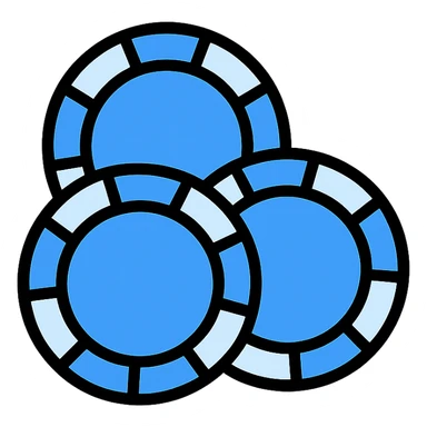 blue poker chips, simple, clean, icon-like sticker