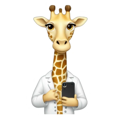 white clothed giraffe with hands that hold a smartphone and a ruler  sticker