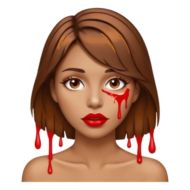 Brown Hair, Woman, white paint drip, face, hot, Sexy, lips sticker