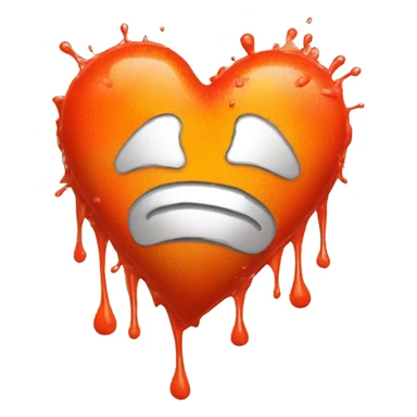 splattered paint heart glowing red-orange warmth sticker