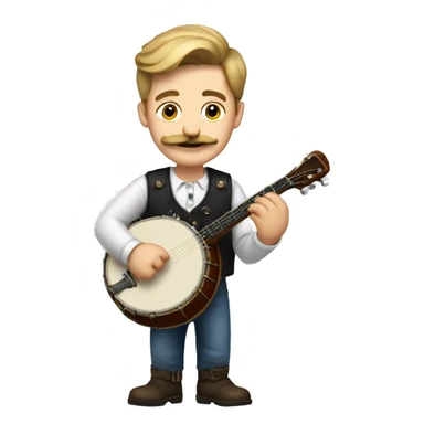 Young White man with mustache playing the banjo  sticker