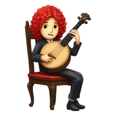 Antonio Vivaldi Red wig old chibi sitting chair banjo sticker