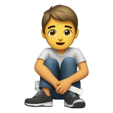 boy taping his knee sticker