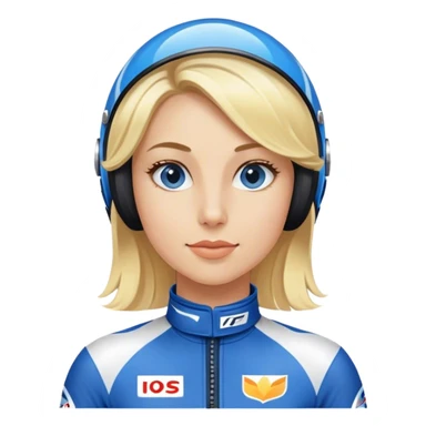 black head blond woman i in blue  racing suit sticker