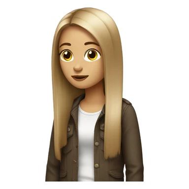 A girl with straight dirty blonde to light brown long hair sticker