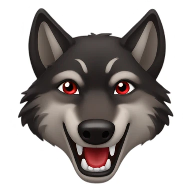 Red black wolf mouth circle face  sticker