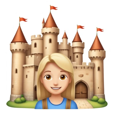 person visiting a castle, cheerful expression sticker