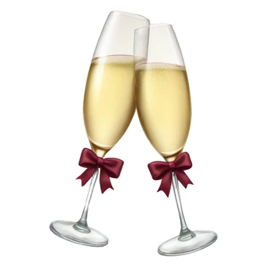 Two glasses of champagne cheering with burgundy bows sticker