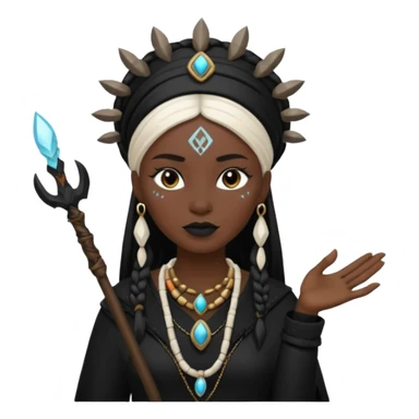 white shaman woman black clothes black accesories  sticker