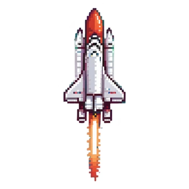 green red gradient color rocket, space shuttle with flame trail sticker