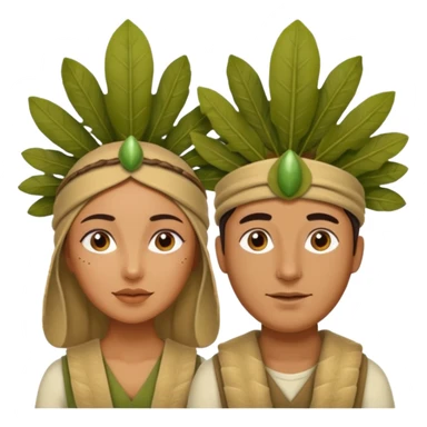 an woman man with jungle wearing a large leaf headgear bye  sticker
