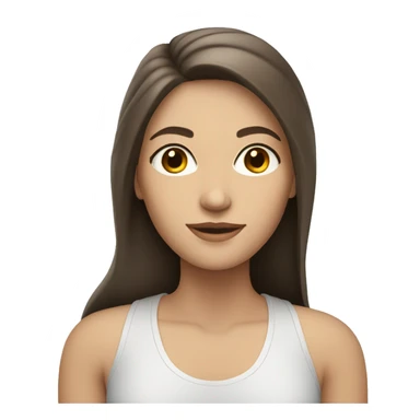 white brunette woman with long hair brown eyes holding sticker