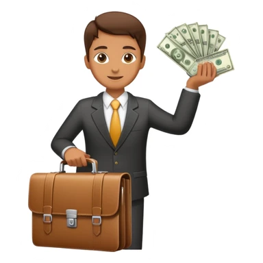A professional person with a briefcase providing money to a family, breadwinner concept sticker