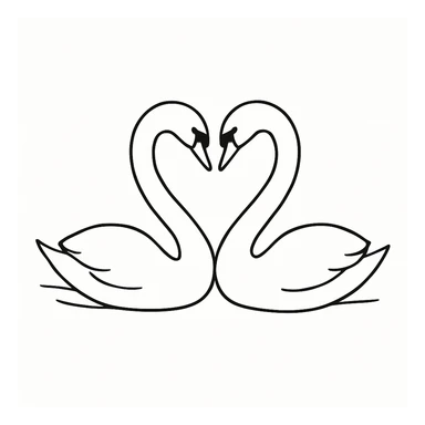 minimalist style two swans forming a heart with their necks sticker