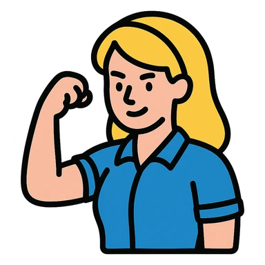 strong blond woman flexing sticker