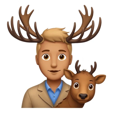 a man painting an elk, emoji style, simple and expressive, minimal and clear, bright and cheerful sticker