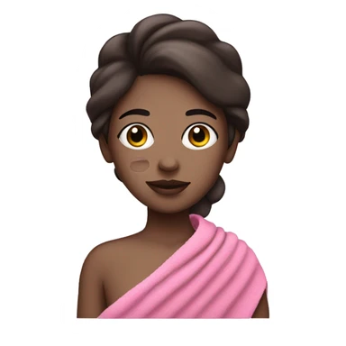 Pale girl with pink face mask in a pink towel with dark brown hair  sticker