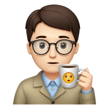 tired programmer with dark circles under his eyes drinks coffee sticker