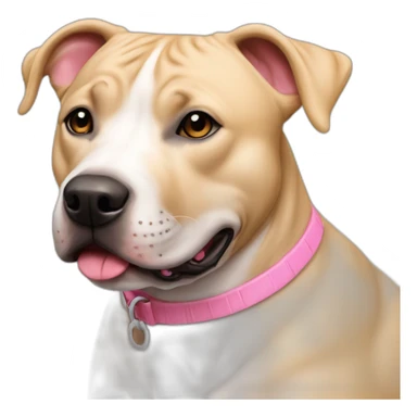 biege staffy with pink nose sticker