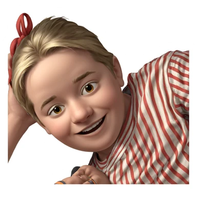 smiling boy in striped shirt sticker