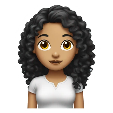 latin girl with a long black curly hair  sticker