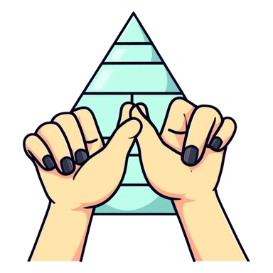 two hands forming a pyramid with their fingers sticker